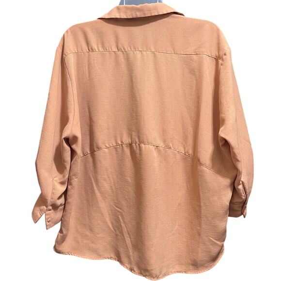 Hyfve Size Small Terracotta Brown Long Sleeve Collared Blouse - Picture 7 of 7